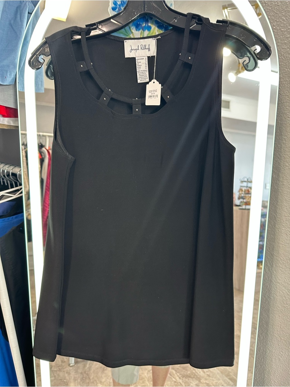 Joseph Ribkoff Black Sleeveless Cutout Neck Tank
